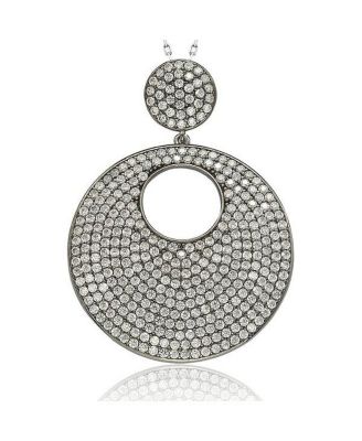 Suzy Levian  New York Sterling Silver Cubic Zirconia Pave Round Medallion Pendant