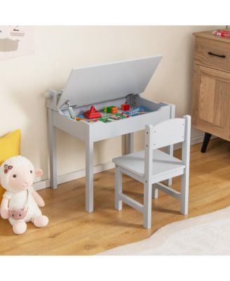 Toddler Craft Table &amp; Chair Set Kids Art Crafts Table with Paper Roll Holder