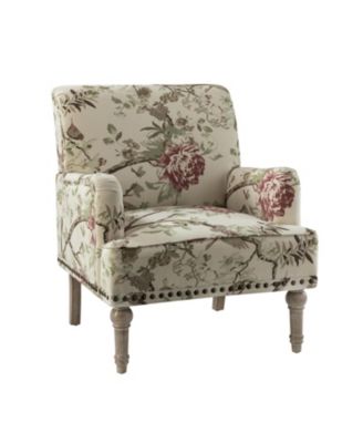 Montross Traditional Wooden Upholstered  Armchair with Floral Patterns