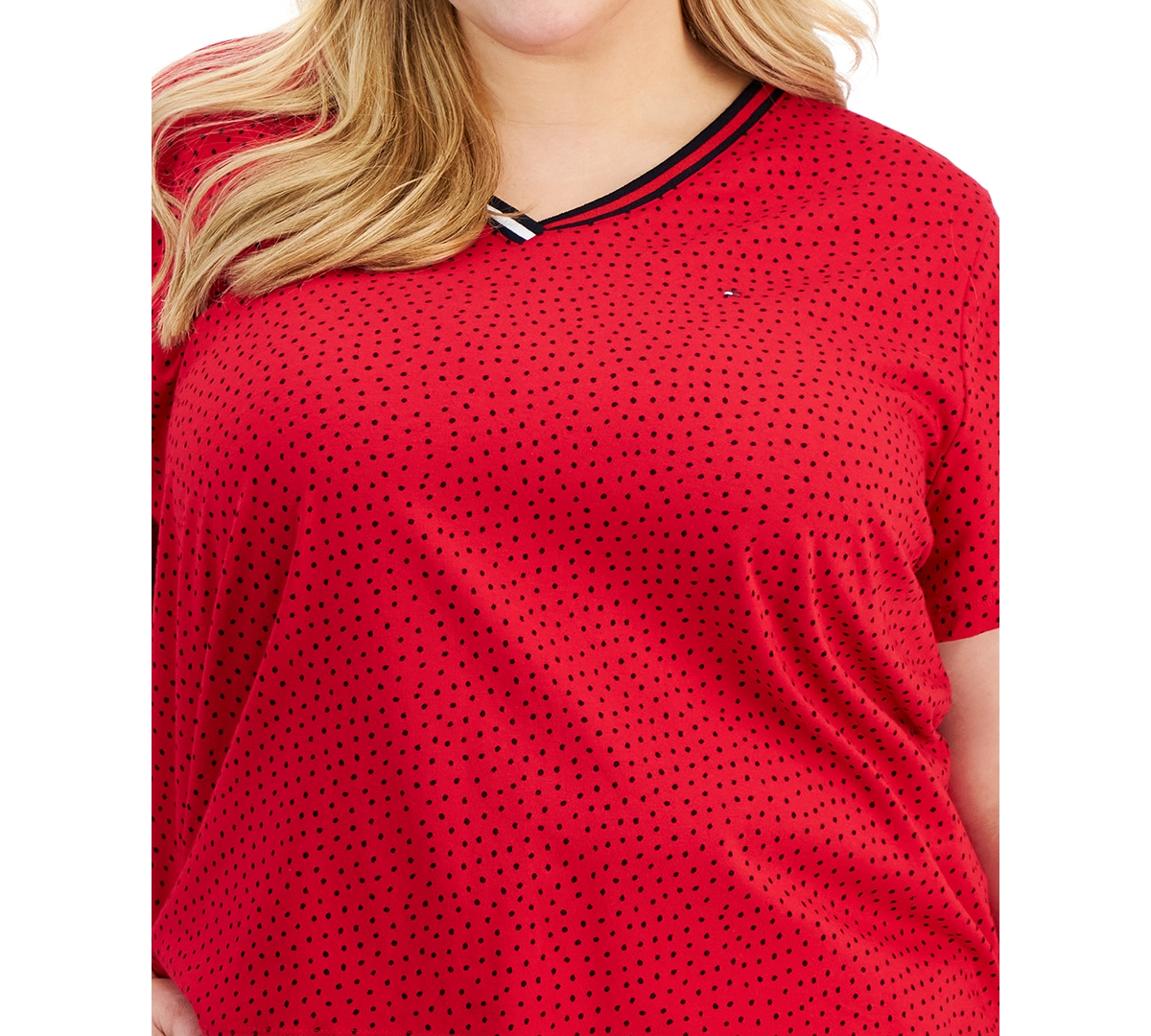 Tommy Hilfiger Plus Size V-Neck Dot-Print Top