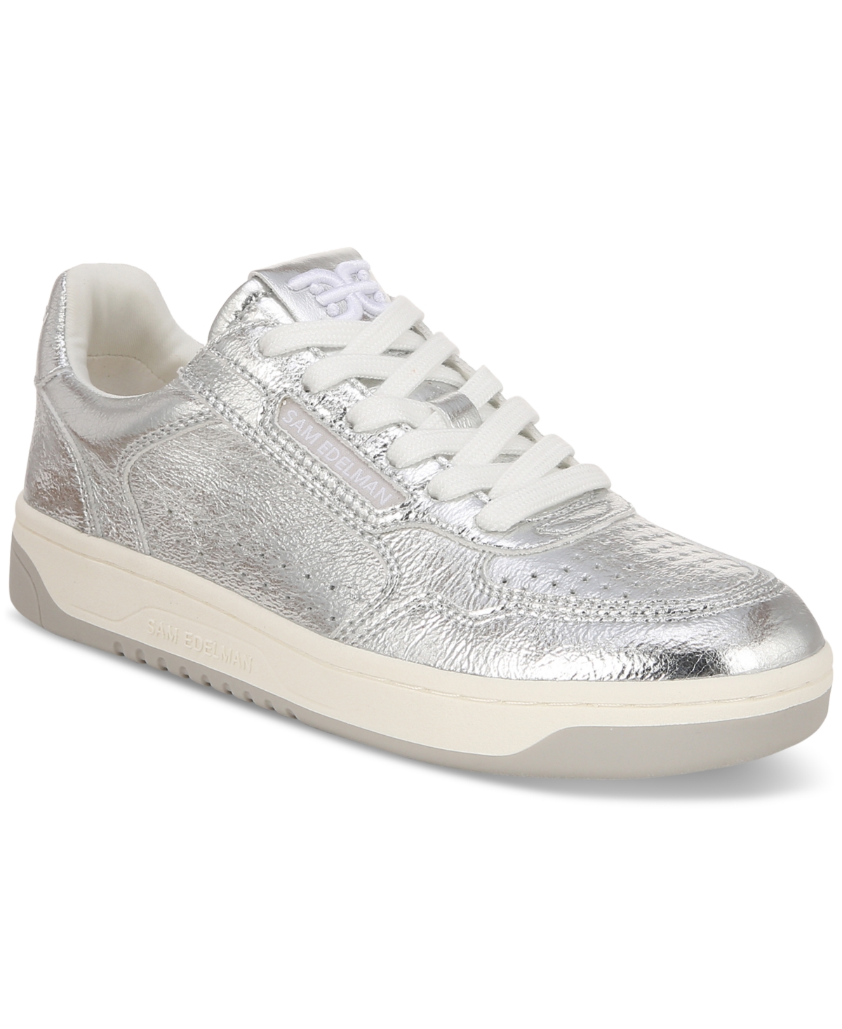Sam Edelman Women's Harper Lace-up Low-top Court Sneakers In Soft Silver Leather