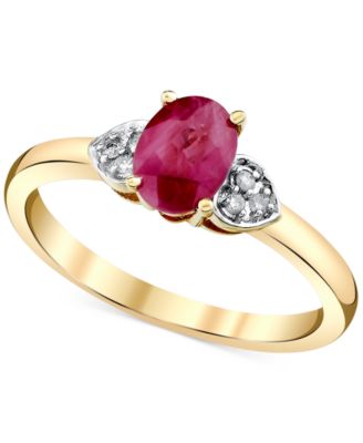 10K store Gold Heart Shaped Ruby ring with Diamond Accents