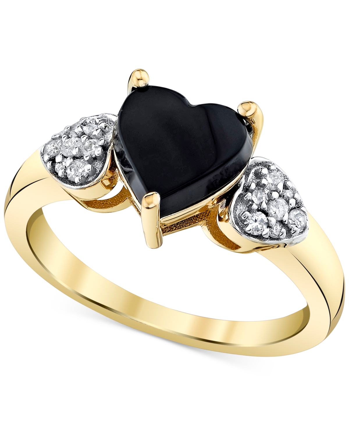 Macy's Onyx & Diamond (1/8 Ct. T.w.) Heart Ring In 10k Gold