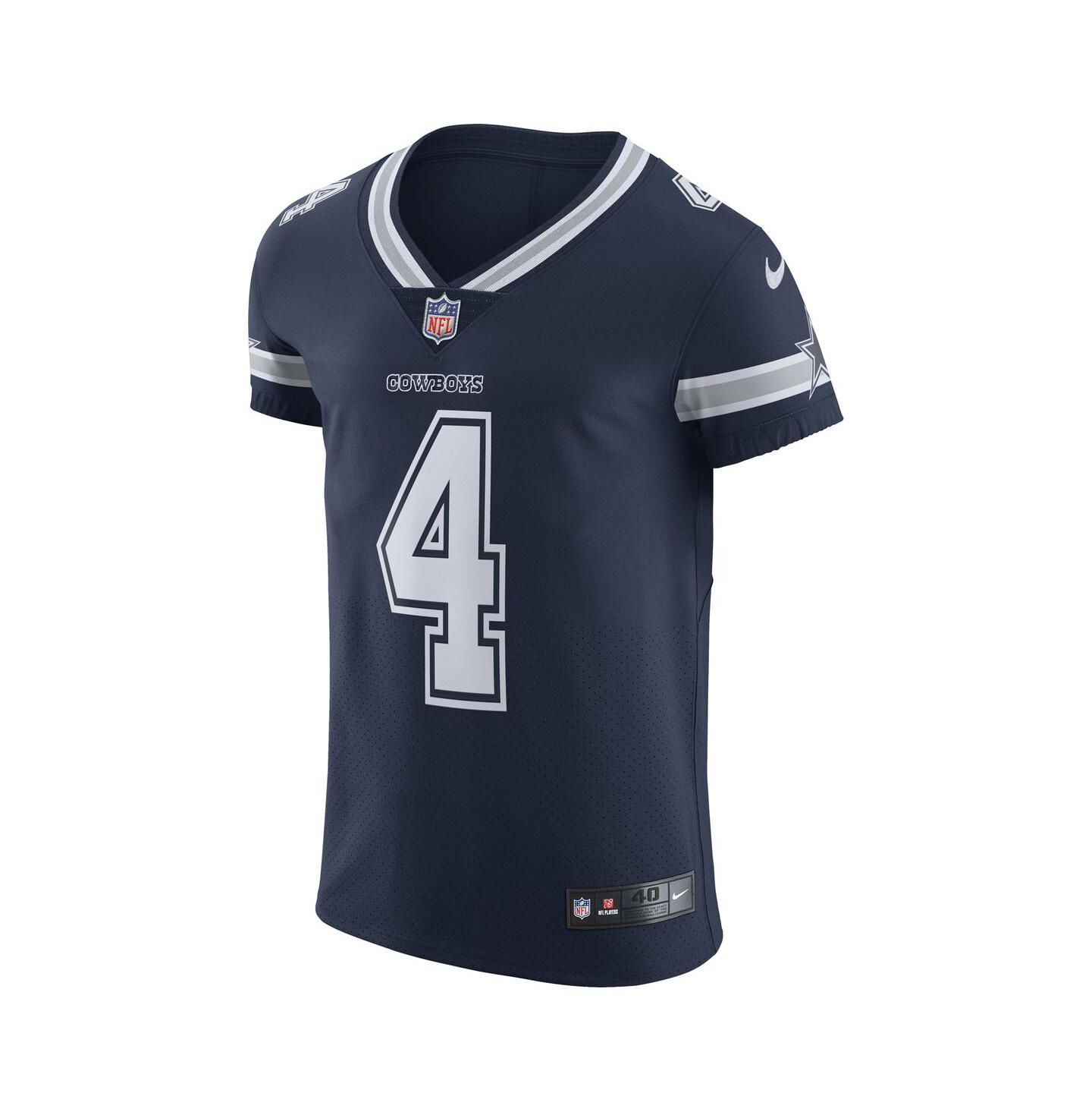 Мужской топ Nike Dak Prescott Dallas Cowboys Alternate Vapor Elite Player Jersey, цвет: Тёмно-синий — фото 3