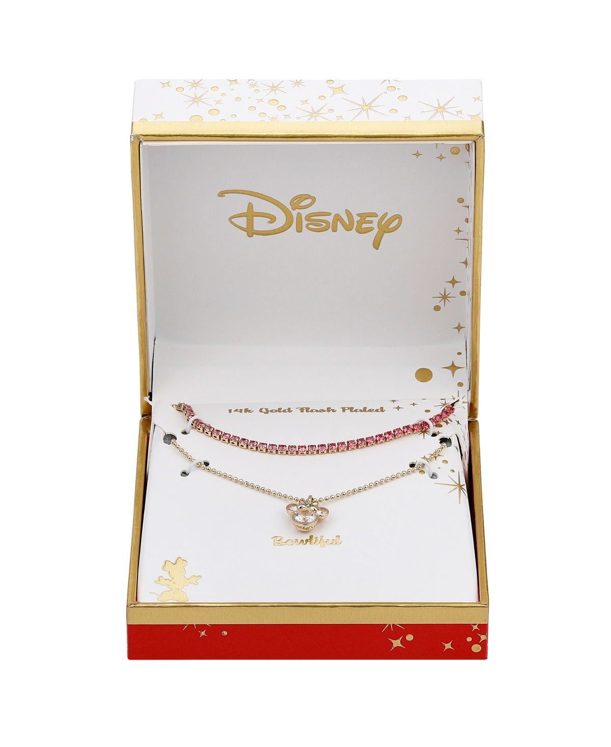 Shop Disney Crystal Minnie Mouse Layered Necklace In Gold