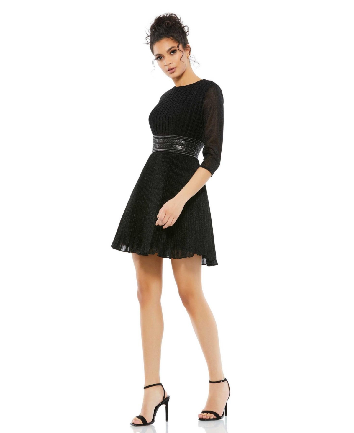 Mac Duggal Women's Ieena Shimmer Infused Pleated Mini Dress In Black ...