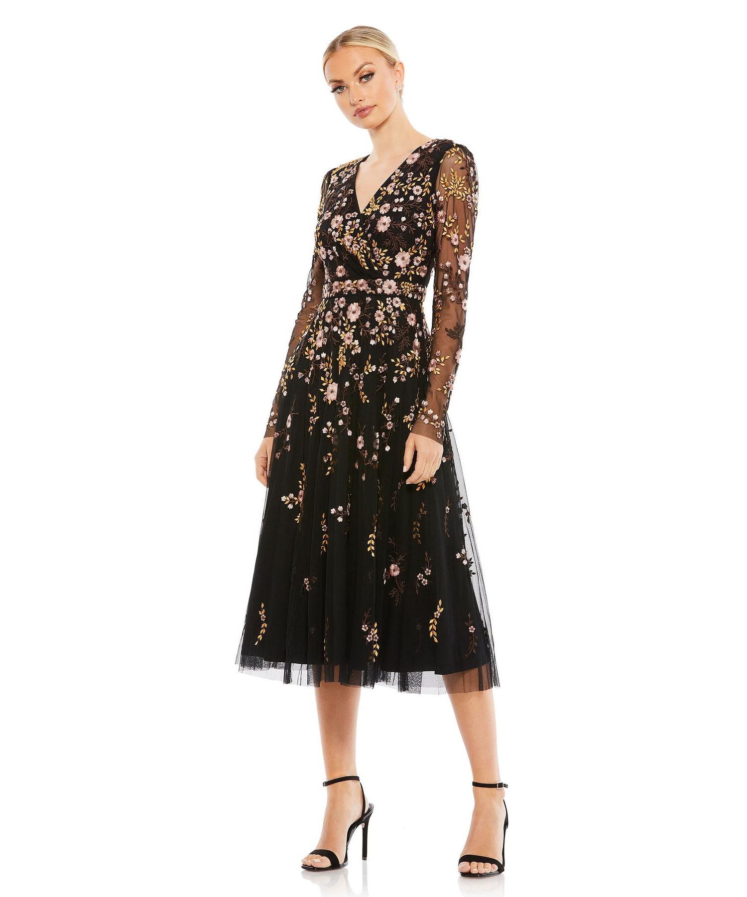 Women's Floral Embroidered A-Line Cocktail Dress