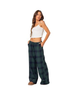 Women's Lounge Around Plaid Wide Leg Pants