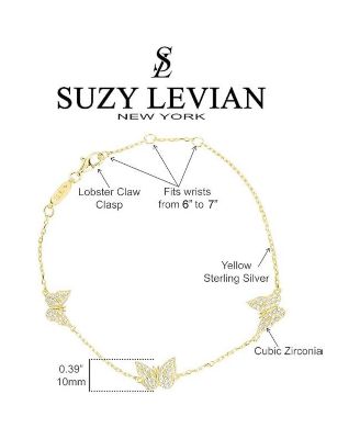 Suzy Levian Sterling Silver Cubic Zirconia Butterfly Station Bracelet