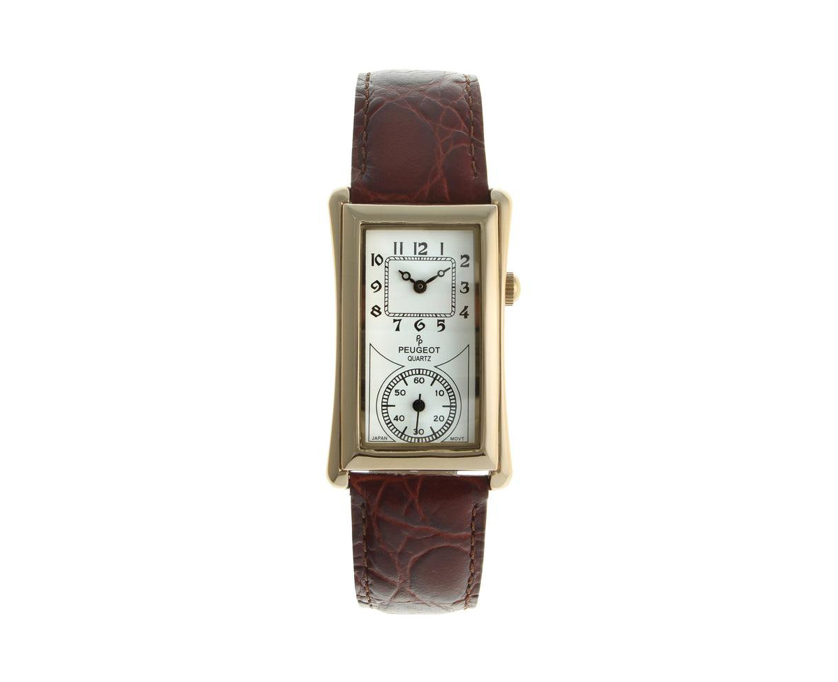 Men's 40x24 mm Gold Large Remote Sweep Leather Strap watch - Dark Brown