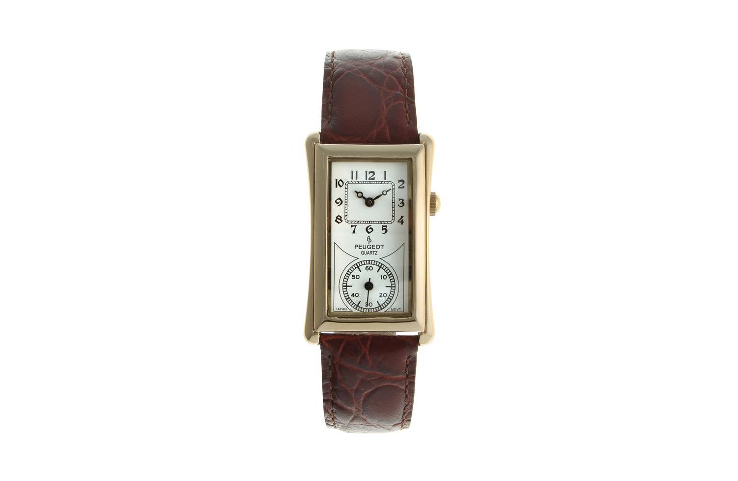 Men's 40x24 mm Gold Large Remote Sweep Leather Strap watch