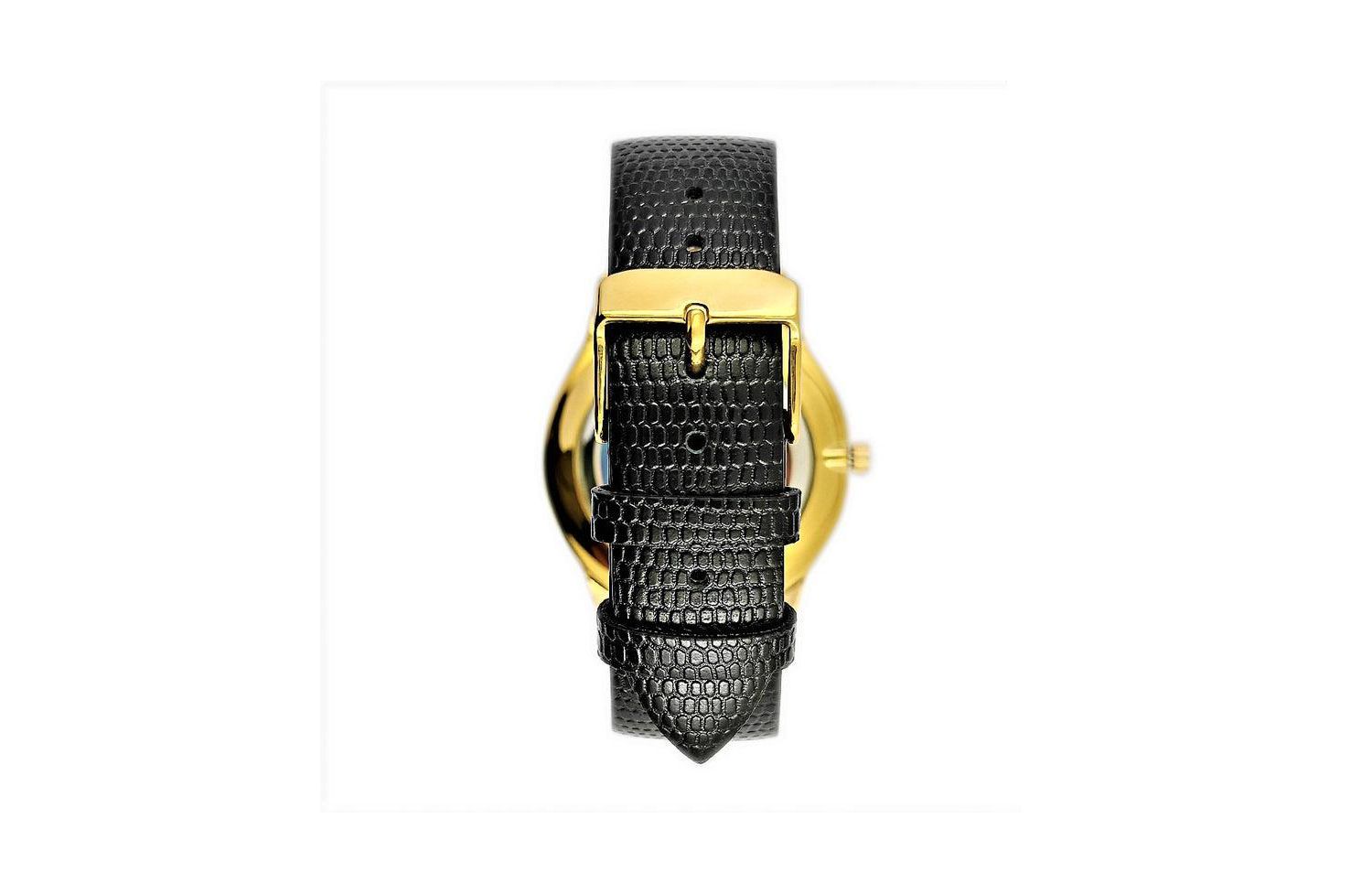 Men's 40mm Wafer Slim Round Gold-Plated Case Watch-Champagne