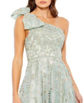 パーティードレス Mac Duggal Embellished Bow Gown Mac Duggal Women's Embellished Bow One Shoulder A Line Gown