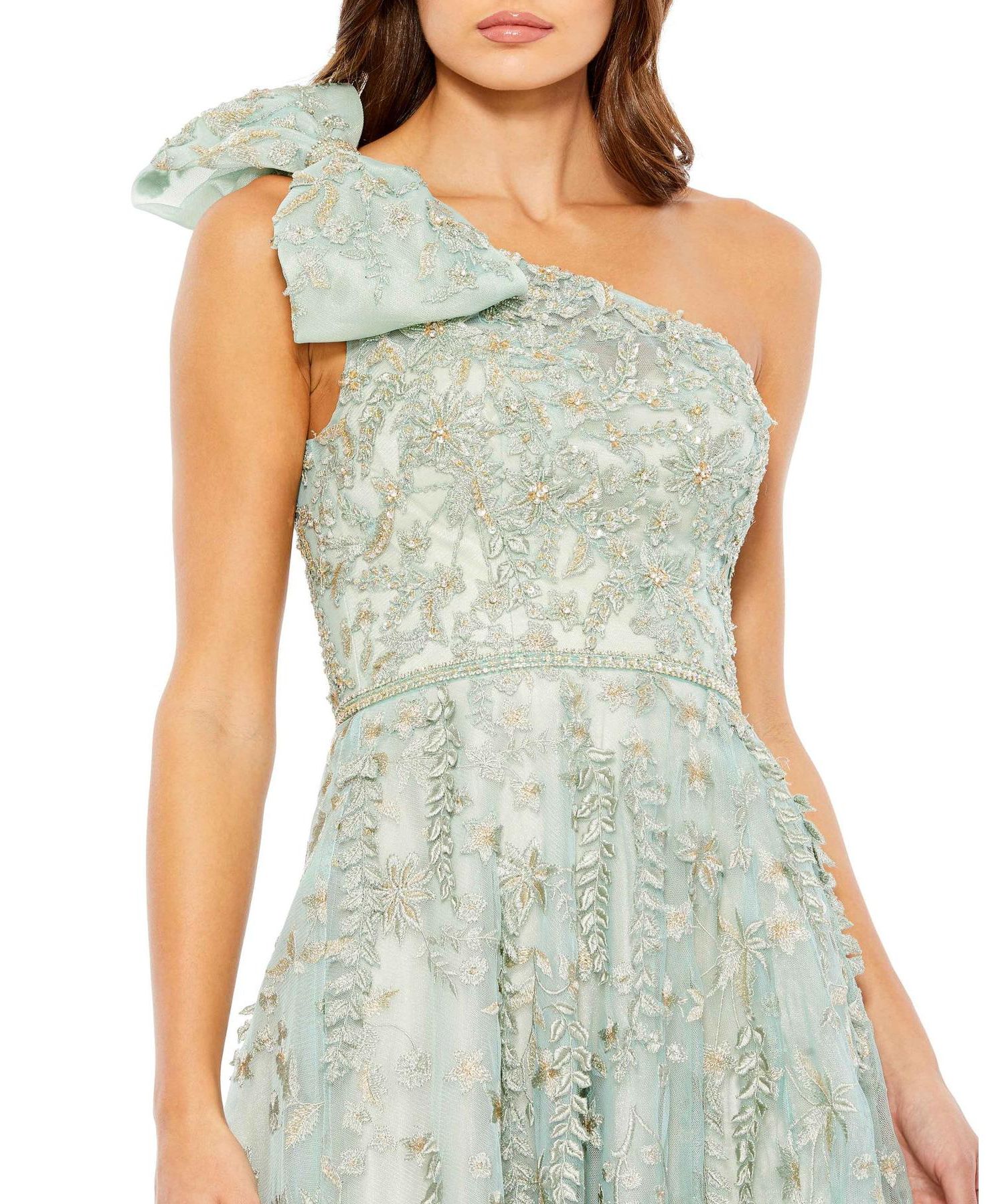 Women's Embellished Bow One Shoulder A Line Gown