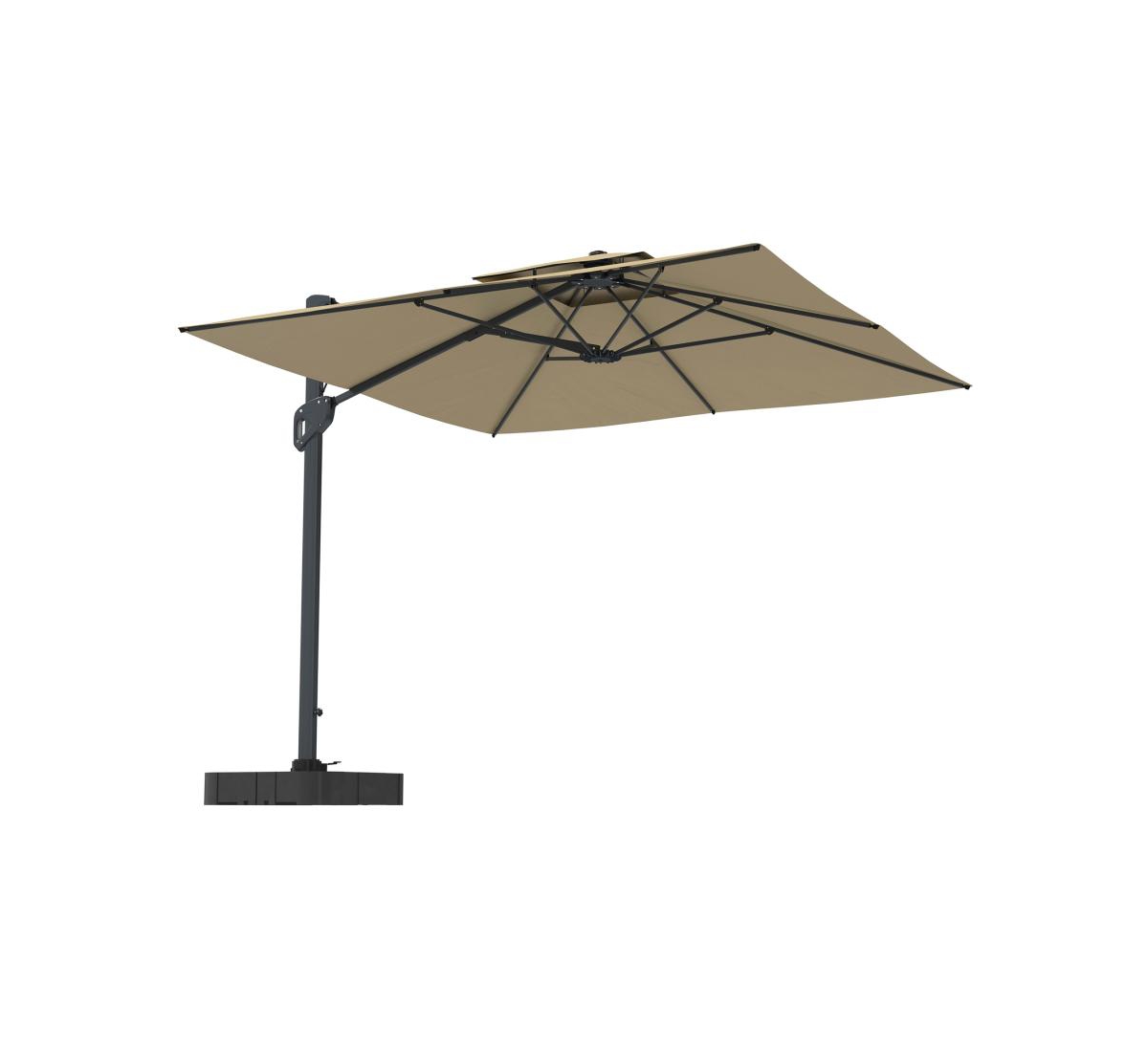10ft Square Offset Cantilever Outdoor Patio Umbrella with Included Base - Dark gray