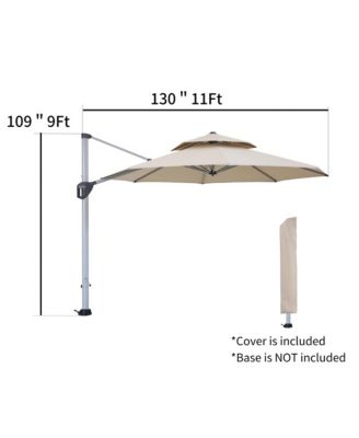 11ft 2-Tier Square Cantilever Outdoor Patio Umbrella with Included Cover