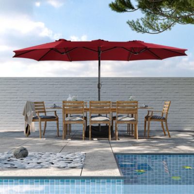 15 ft Double Sided Twin Outdoor Patio Market Umbrella