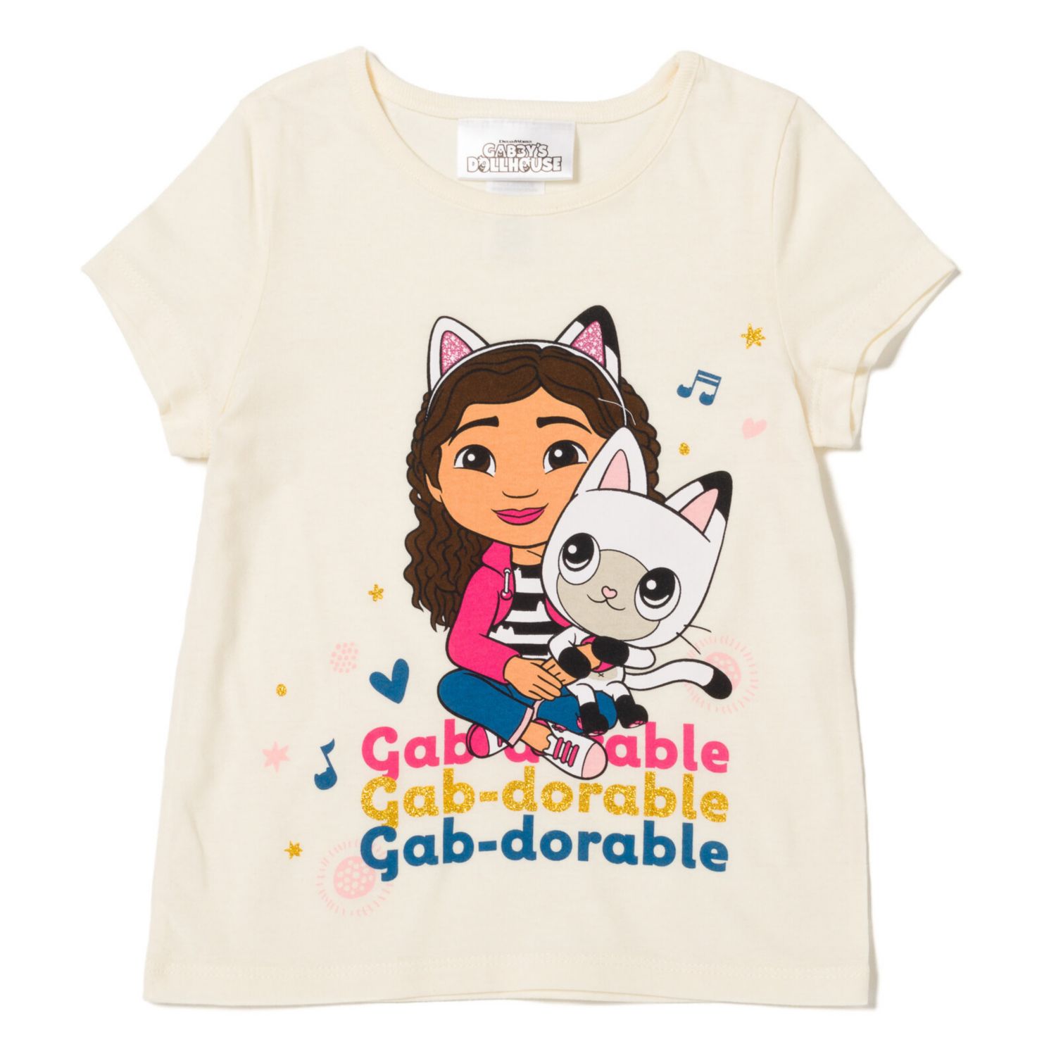 Little Girls Dreamworks Gabbys Dollhouse Pandy Paws Zip Up Fleece Hoodie Graphic T-Shirt and Leggings 3 Piece Outfit Set Toddler|Child