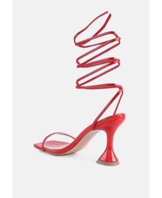 Womens Biten Berry Spool Heel Lace Up Sandals