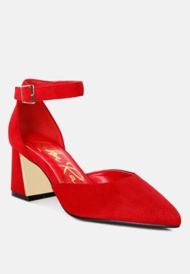 Womens Rory Metallic Sling Detail Block Heel Sandals