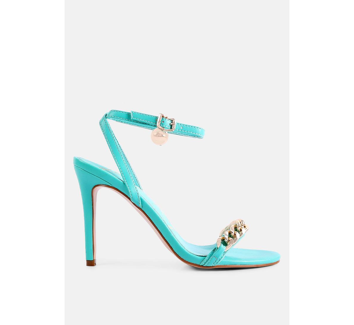 Women's Mooning Metal Chain Strap Stiletto Sandals