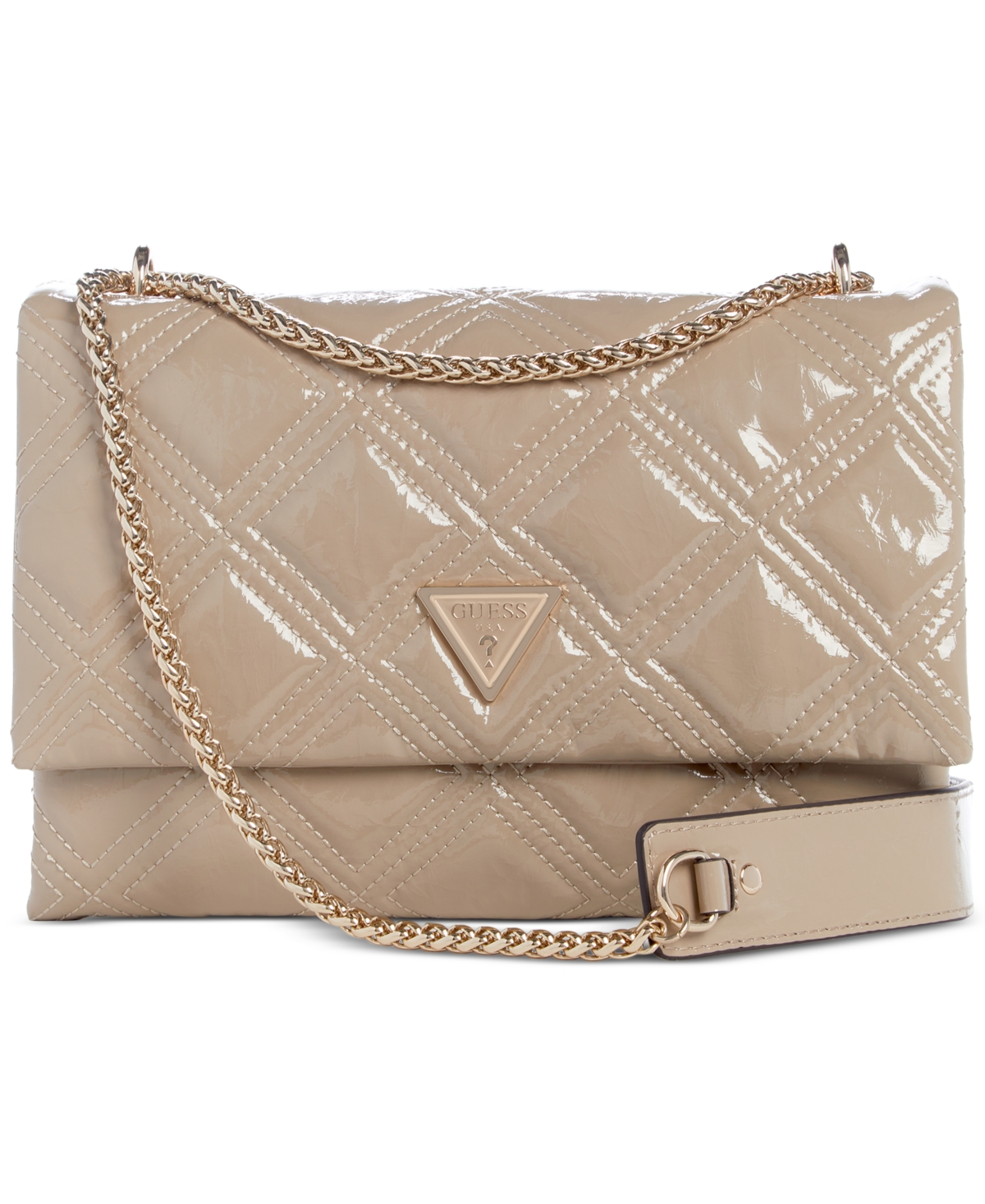 Shop Guess Deesa Small Convertible Crossbody Flap In Taupe