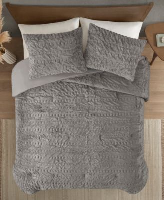 Blair Ruched 3-Pc. Faux Fur Comforter Set, King/California King