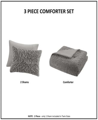 Blair Ruched 3-Pc. Faux Fur Comforter Set, King/California King