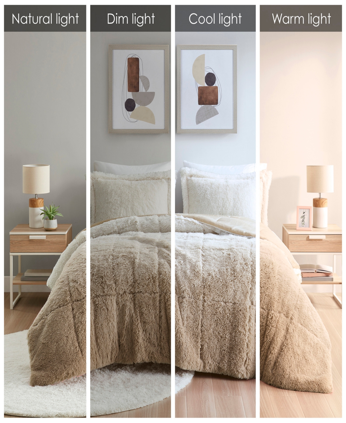 Intelligent Design Brielle Ombre Shaggy Faux Fur 2-pc. Comforter Set, Twin/twin Xl In Natural