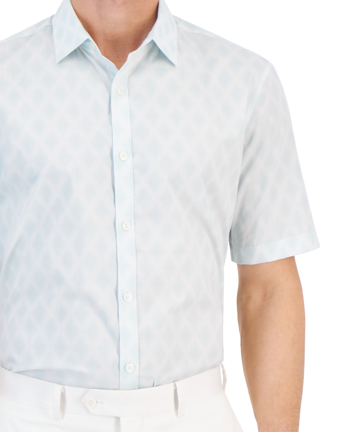 Shop Alfani Men's Diamond Stripe Shirt, Created For Macy's In Green