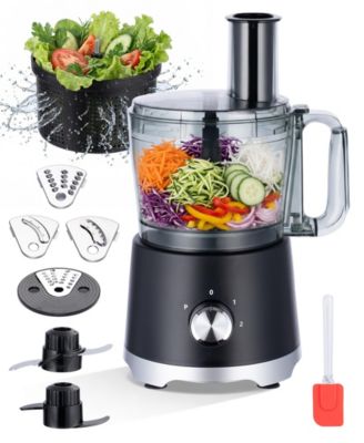 10 Cup Food Processor with Salad Spinner Basket 2 Speeds Pulse Control and 4 Cutting Discs - Black