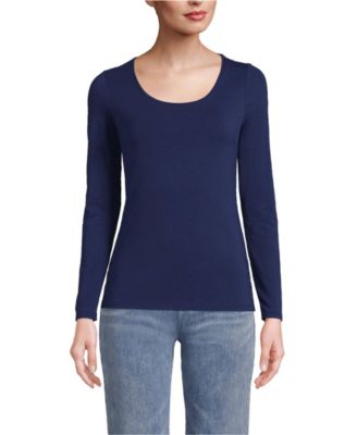 Women's Lightweight Jersey Skimming Long Sleeve Scoop Neck T-shirt