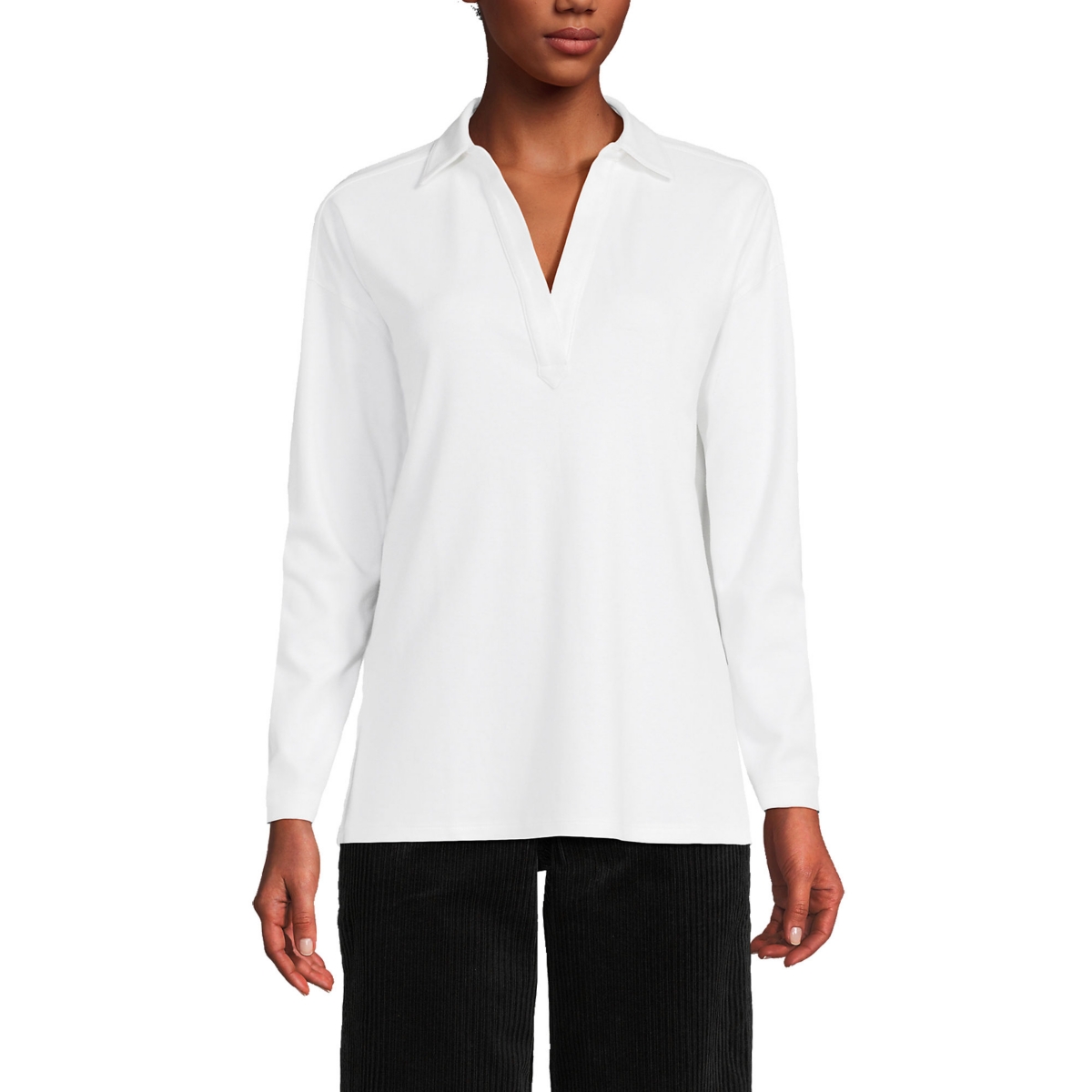 Women's Sport Knit Johnny Collar Top - White