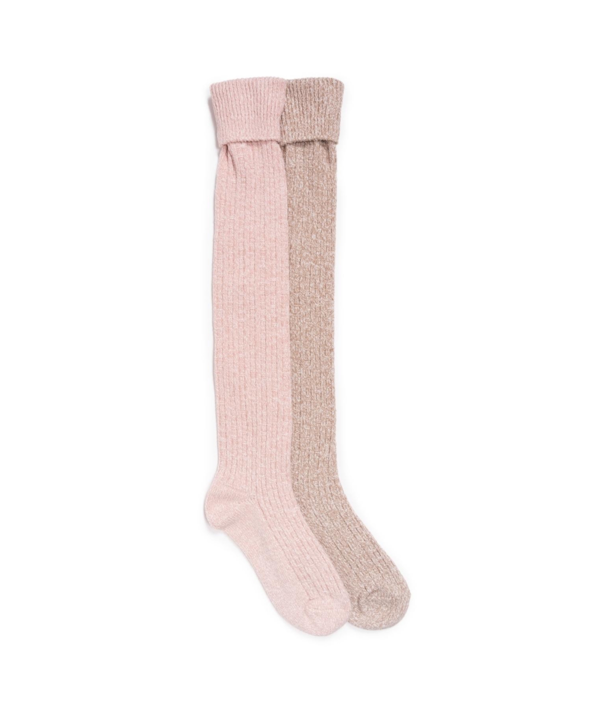 Women's 2 Pair Pack Marl Over the Knee Socks, One Size - Peach/brown