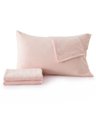 Heathered Melange T-shirt Jersey Knit Cotton Blend 4 Piece Sheet Set, Full
