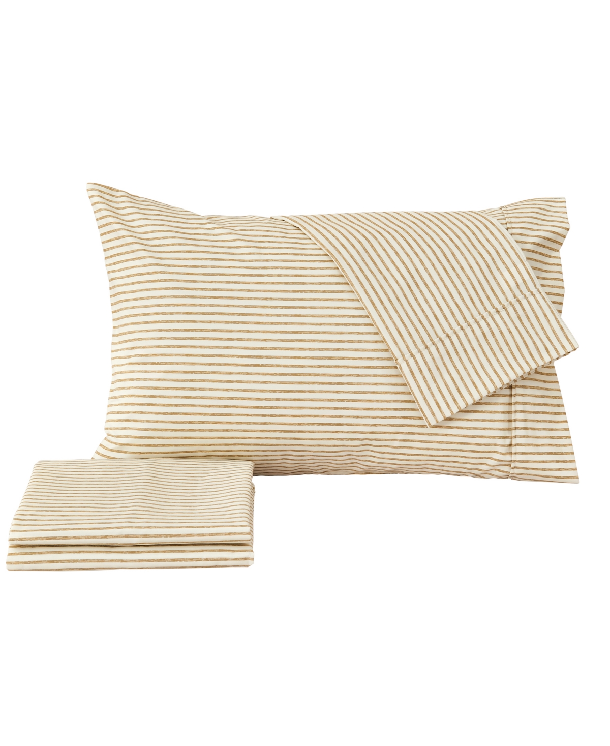 Premium Comforts Striped Wrinkle Resistant Microfiber 3-Pc. Sheet Set, - Stripe - Light Taupe