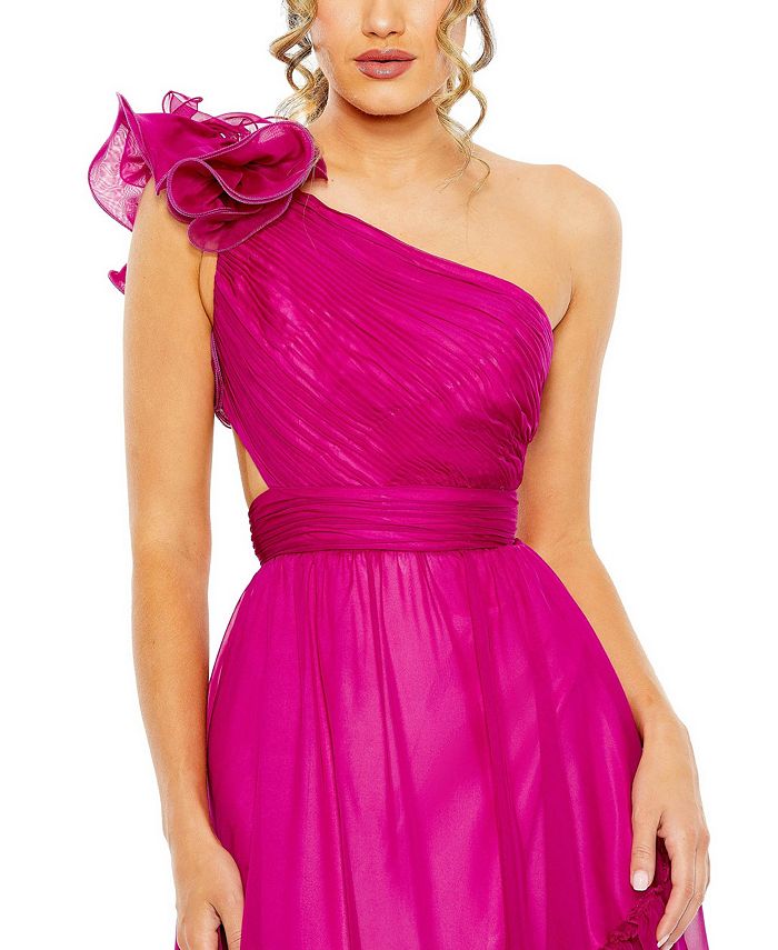 Mac Duggal Women's Ruffled One Shoulder Asymmetrical Gown - Macy's