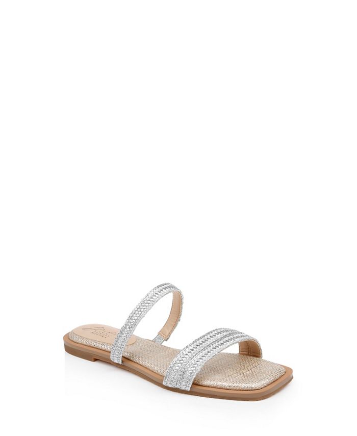 Macy's silver flat store sandals