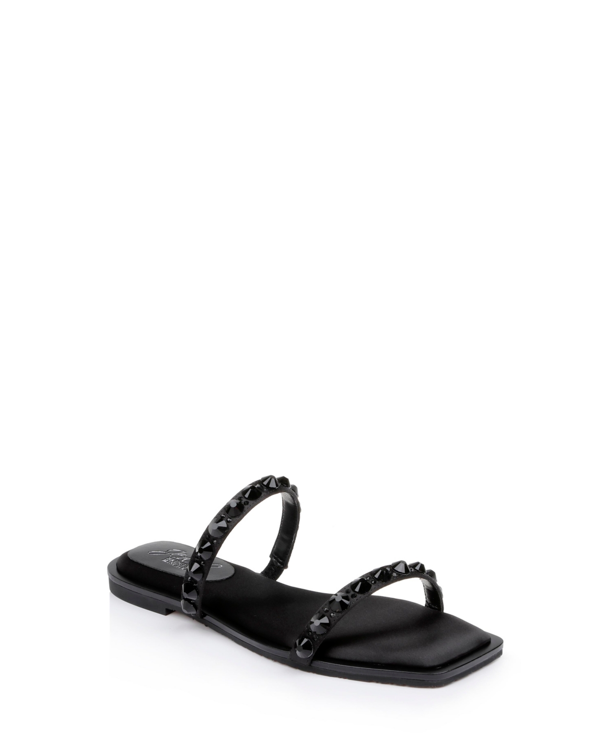 Shop Jewel Badgley Mischka Women's Honesty Evening Flat Sandals In Black Satin