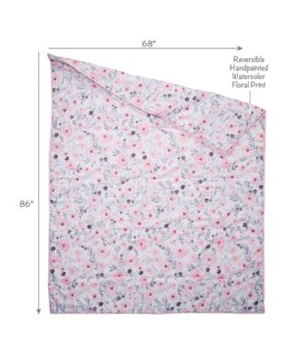 Blossom Watercolor Floral Twin Size Quilt and Pillow Sham Set