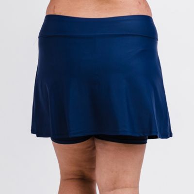 Plus Size Chlorine Resistant High Waisted Mini Swim Skirt With Shorts