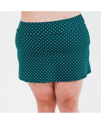 Plus Size Chlorine Resistant High Waisted Mini Swim Skirt With Shorts