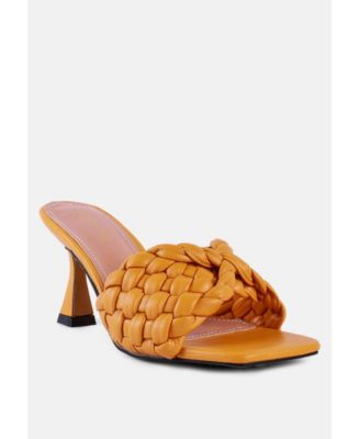 Womens Celie Woven Strap Mid Heel Sandals