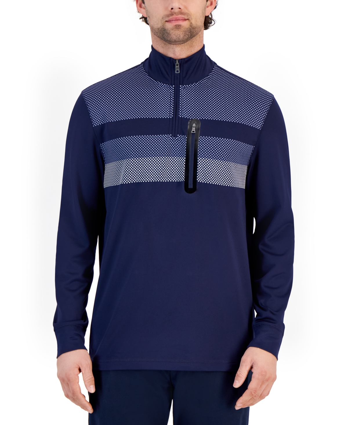Shop Club Room Men's Quarter-zip Shirt, Created For Macy's In Navy Blue