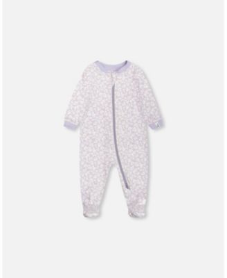 Deux Par Deux Organic Cotton One Piece Pajama - Printed Little Flowers Deux Par Deux Organic Cotton One Piece Pajama - Printed Little Flowers