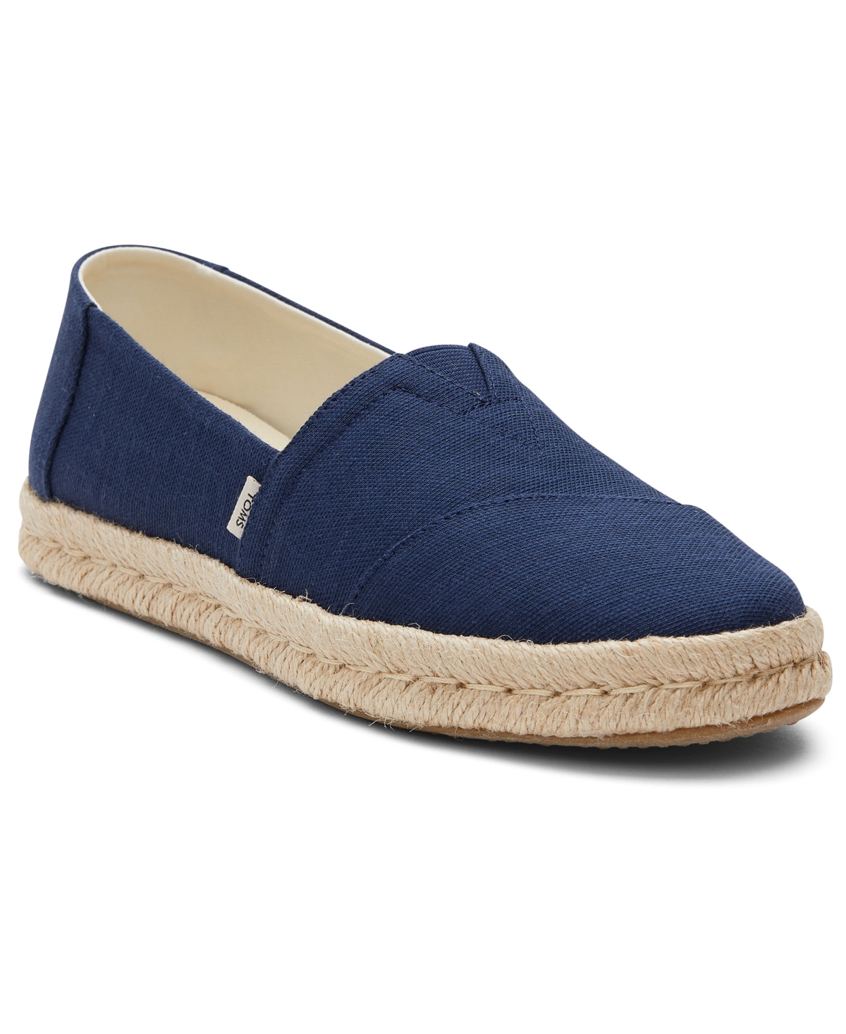 Shop Toms Women's Alpargata Rope 2.0 Espadrille Slip-on Flats In Navy Recycled Cotton Slubby Woven