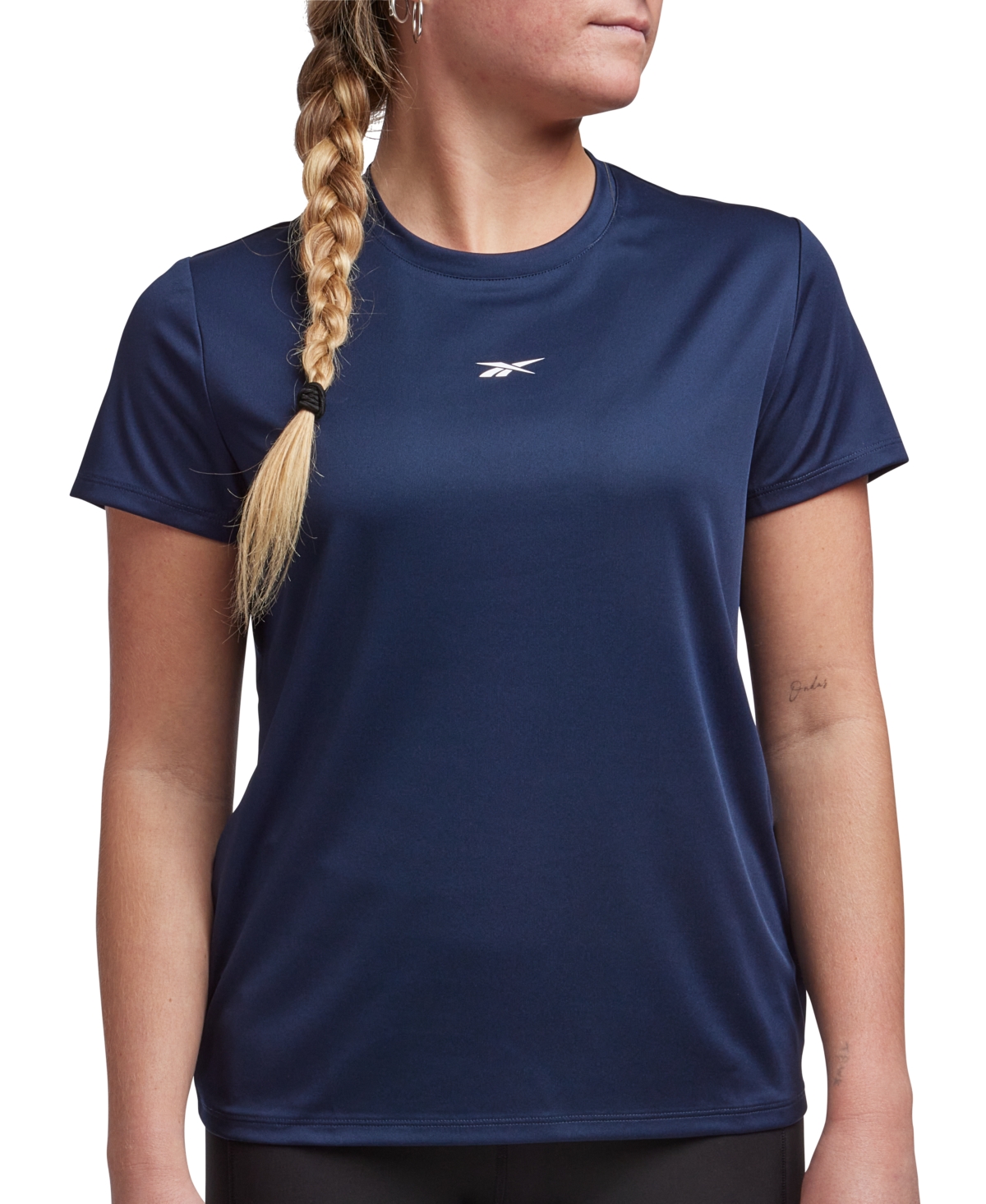 Shop Reebok Women's Active Identity Performance Logo Tech T-shirt In Vector Navy