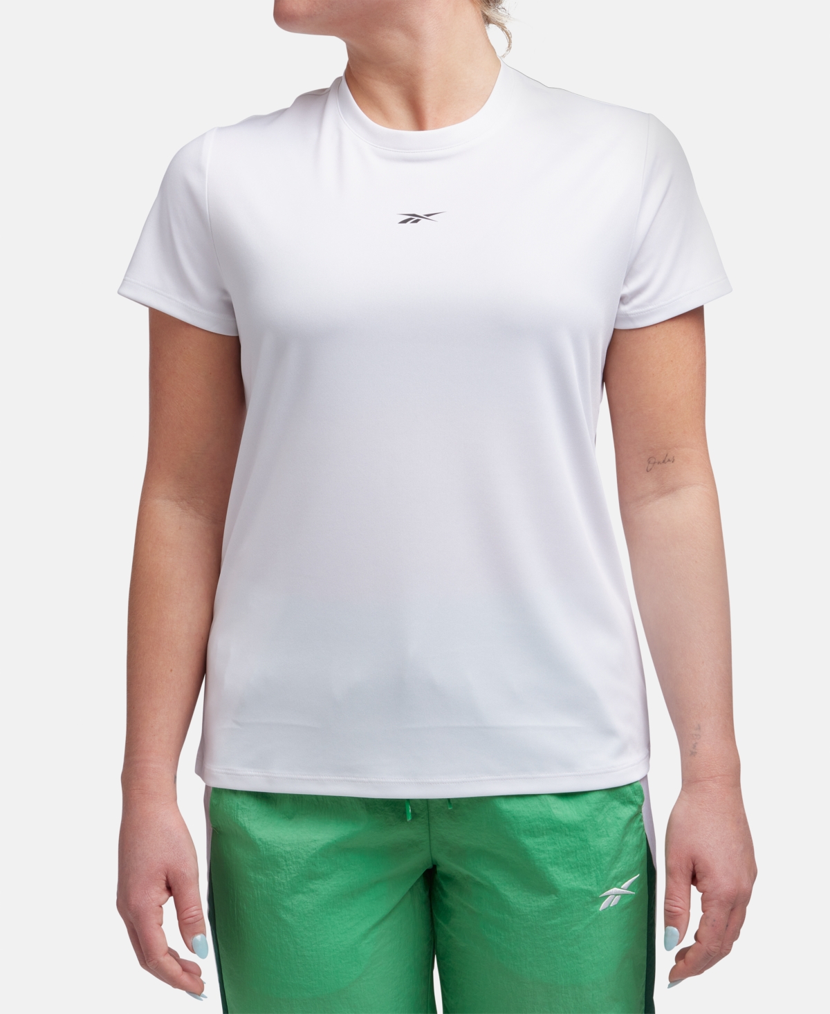Shop Reebok Women's Active Identity Performance Logo Tech T-shirt In White