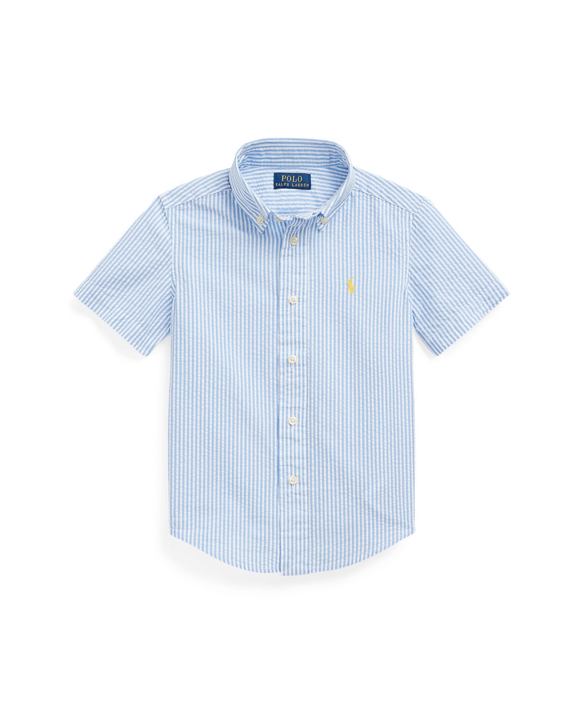 Shop Polo Ralph Lauren Toddler And Little Boys Seersucker Short Sleeve Shirt In Blue,white