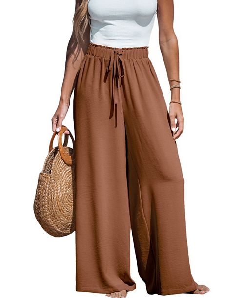 alfani Cupshe Women's Summer Lovin Drawstring Wide-Leg Pants Women's Fashion Shoes & Accessories